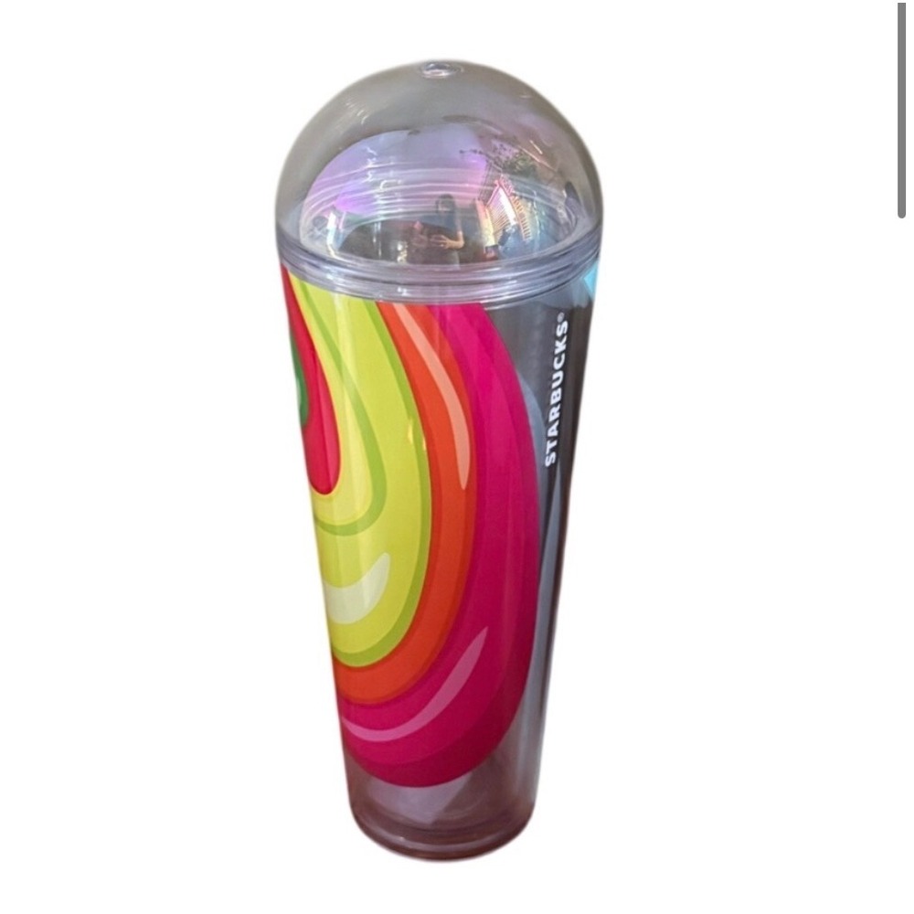 Starbucks‎ 2022 Summer Rainbow Swirl Cold Cup Venti 24oz Tumbler Dome Lid